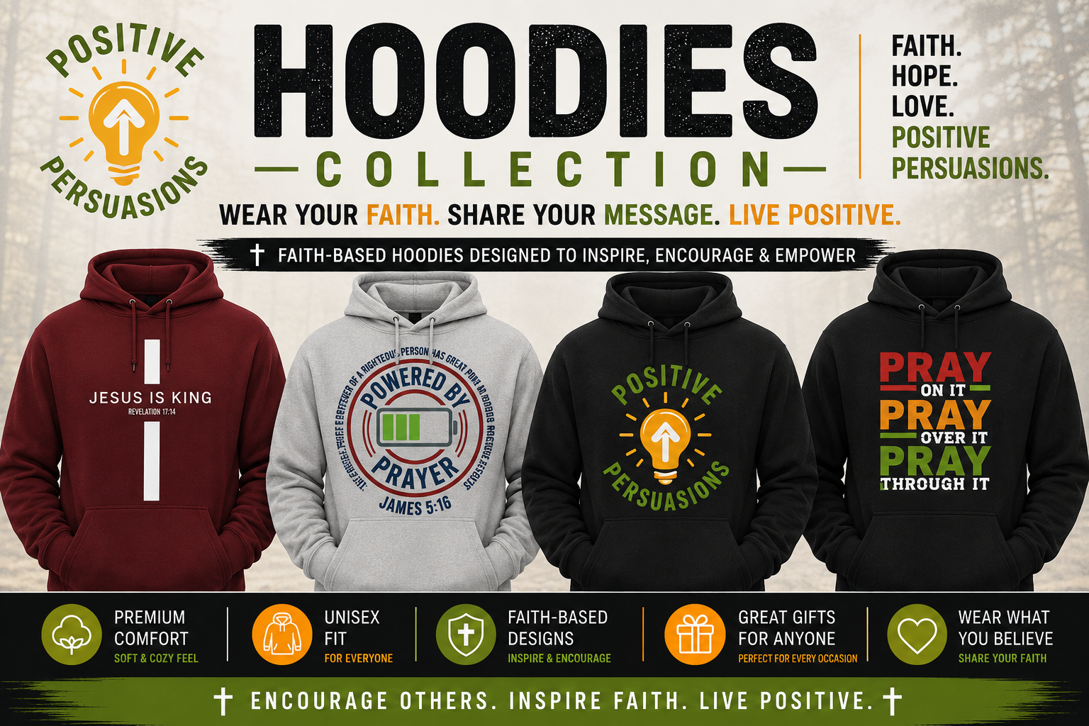 Christian Hoodies | Faith & Inspiration Hoodies | Positive Persuasions