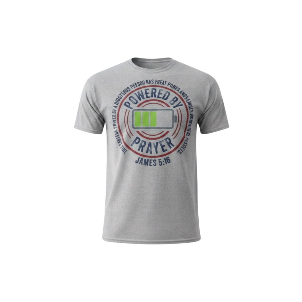 Powered By Prayer™ Christian T-Shirt | James 5:16